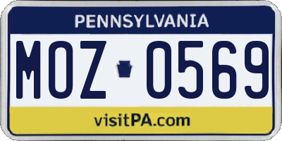 PA license plate MOZ0569