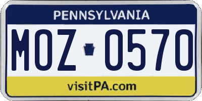 PA license plate MOZ0570