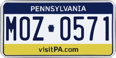 PA license plate MOZ0571