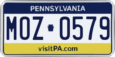 PA license plate MOZ0579