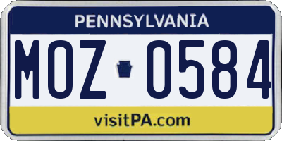 PA license plate MOZ0584
