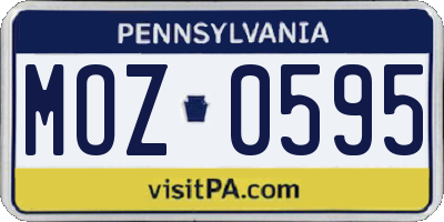 PA license plate MOZ0595