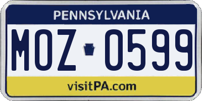 PA license plate MOZ0599