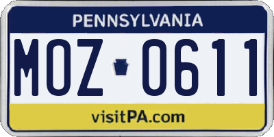 PA license plate MOZ0611