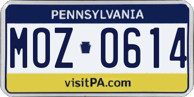 PA license plate MOZ0614