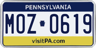 PA license plate MOZ0619