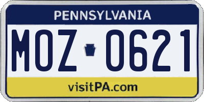 PA license plate MOZ0621