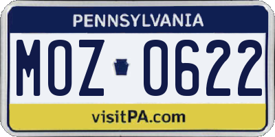 PA license plate MOZ0622