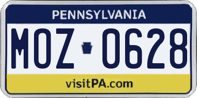 PA license plate MOZ0628