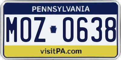 PA license plate MOZ0638