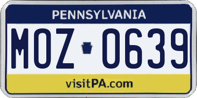 PA license plate MOZ0639
