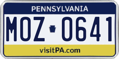 PA license plate MOZ0641