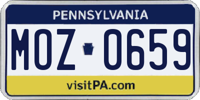 PA license plate MOZ0659