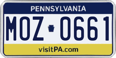 PA license plate MOZ0661