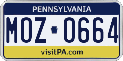 PA license plate MOZ0664