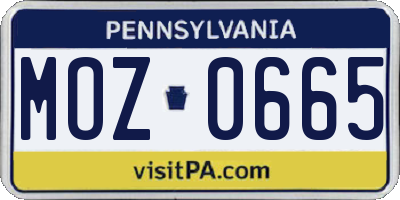 PA license plate MOZ0665