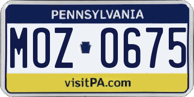 PA license plate MOZ0675