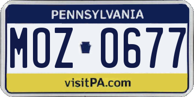 PA license plate MOZ0677