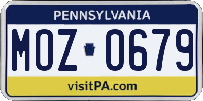 PA license plate MOZ0679