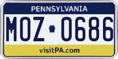 PA license plate MOZ0686