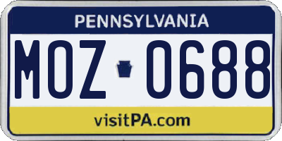 PA license plate MOZ0688