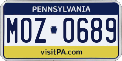 PA license plate MOZ0689