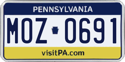 PA license plate MOZ0691