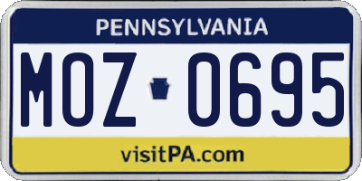 PA license plate MOZ0695