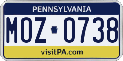 PA license plate MOZ0738
