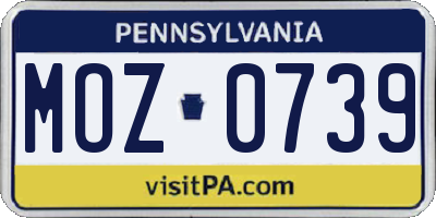 PA license plate MOZ0739