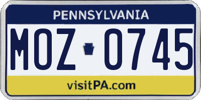 PA license plate MOZ0745