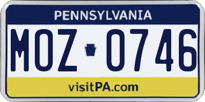 PA license plate MOZ0746