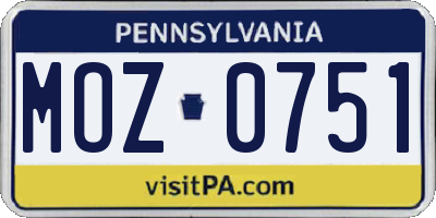 PA license plate MOZ0751