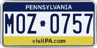PA license plate MOZ0757