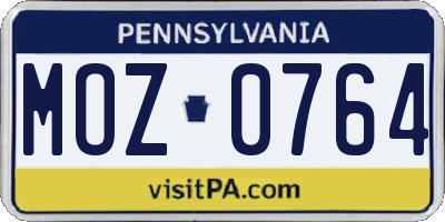 PA license plate MOZ0764