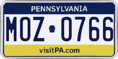 PA license plate MOZ0766