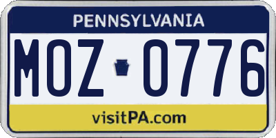 PA license plate MOZ0776