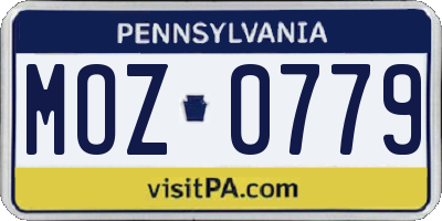PA license plate MOZ0779
