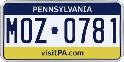PA license plate MOZ0781