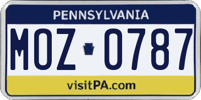 PA license plate MOZ0787