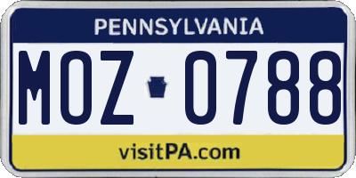 PA license plate MOZ0788
