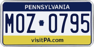 PA license plate MOZ0795