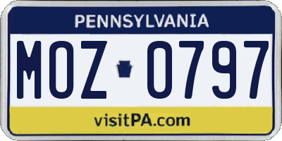 PA license plate MOZ0797