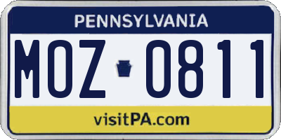 PA license plate MOZ0811