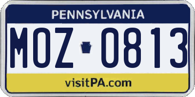 PA license plate MOZ0813