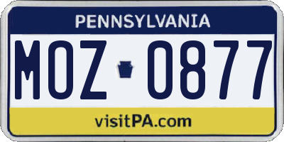 PA license plate MOZ0877