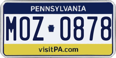 PA license plate MOZ0878