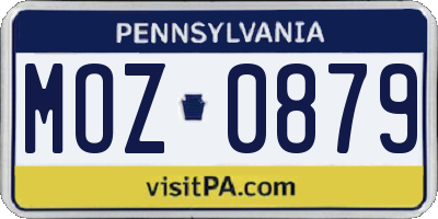 PA license plate MOZ0879