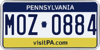 PA license plate MOZ0884