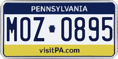 PA license plate MOZ0895